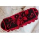 Плетена бохо гривна с цветя в червено и черно