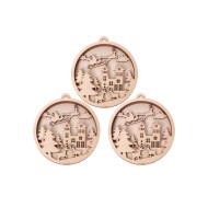 4070 Дървена фигурка за декорация - 3D топка 1 бр.