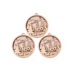 4070 Дървена фигурка за декорация - 3D топка 1 бр.