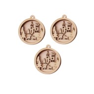 4074 Дървена фигурка за декорация - 3D топка 1 бр.