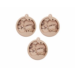 4075 Дървена фигурка за декорация - 3D топка 1 бр.