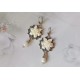 Винтидж обици с бели перли и рози
