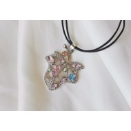 Елегантно колие листо с кристали