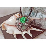 Винтидж колие камея със седеф и ахат