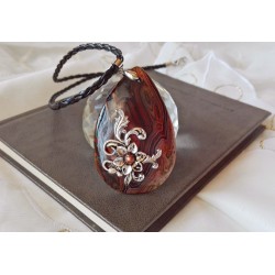 Винтидж колие тъмно кафяв ивичест ахат