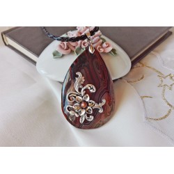 Винтидж колие тъмно кафяв ивичест ахат